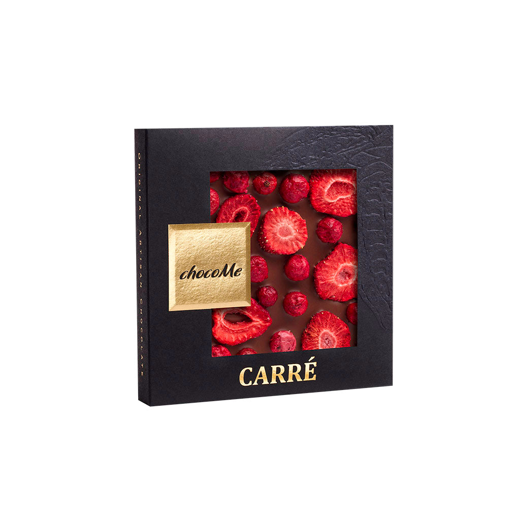 50G110 Milk Chocolate 41% with Strawberry Pieces and Freeze-Dried Red Currant