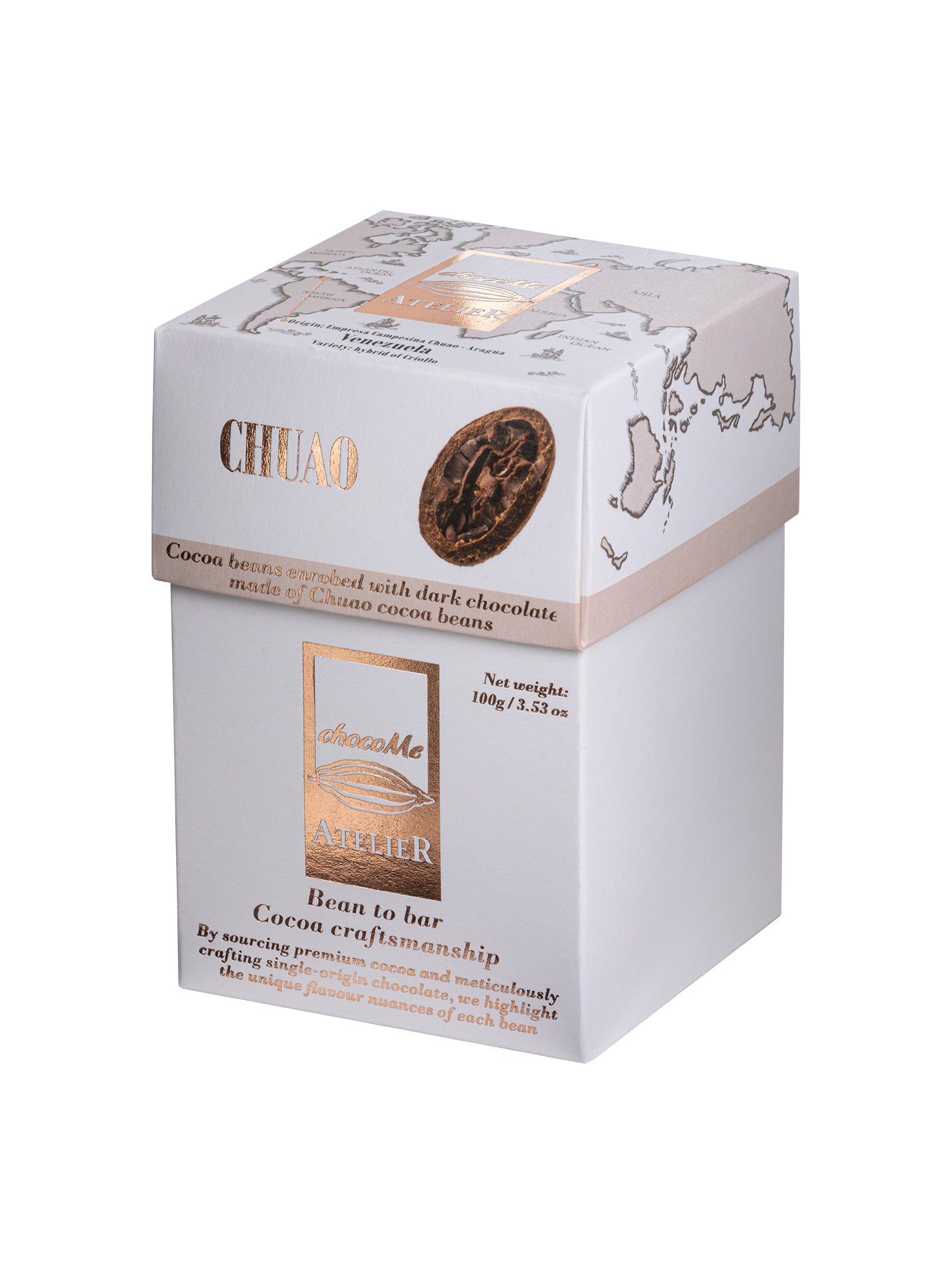 BB-RF101 Habas de cacao envueltas con chocolate negro al 72% fabricado con la variedad híbrido de cacao.