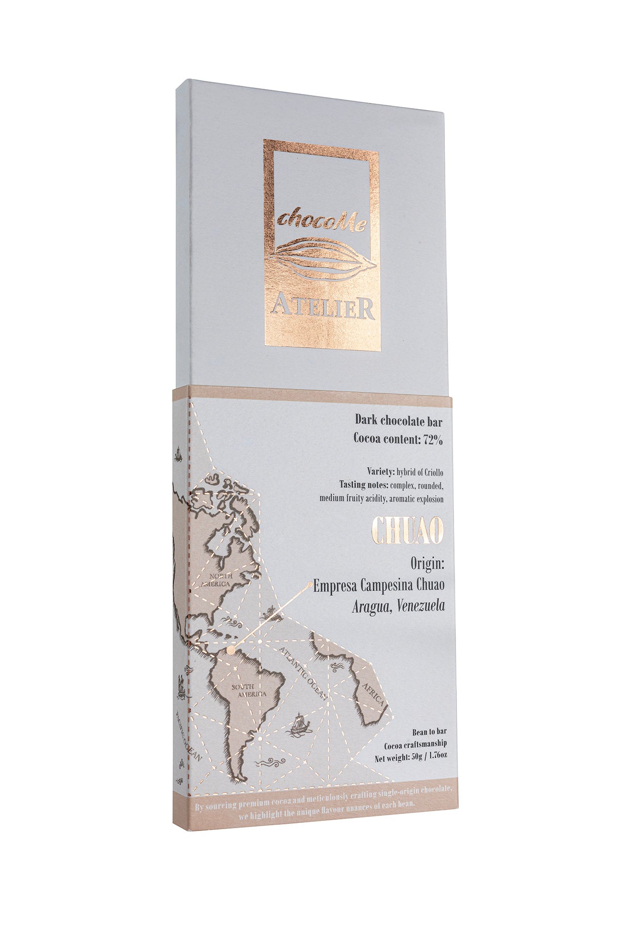 BB101 Chocolate negro 72% fabricado con granos de cacao. Variedad: híbrido de Criollo.