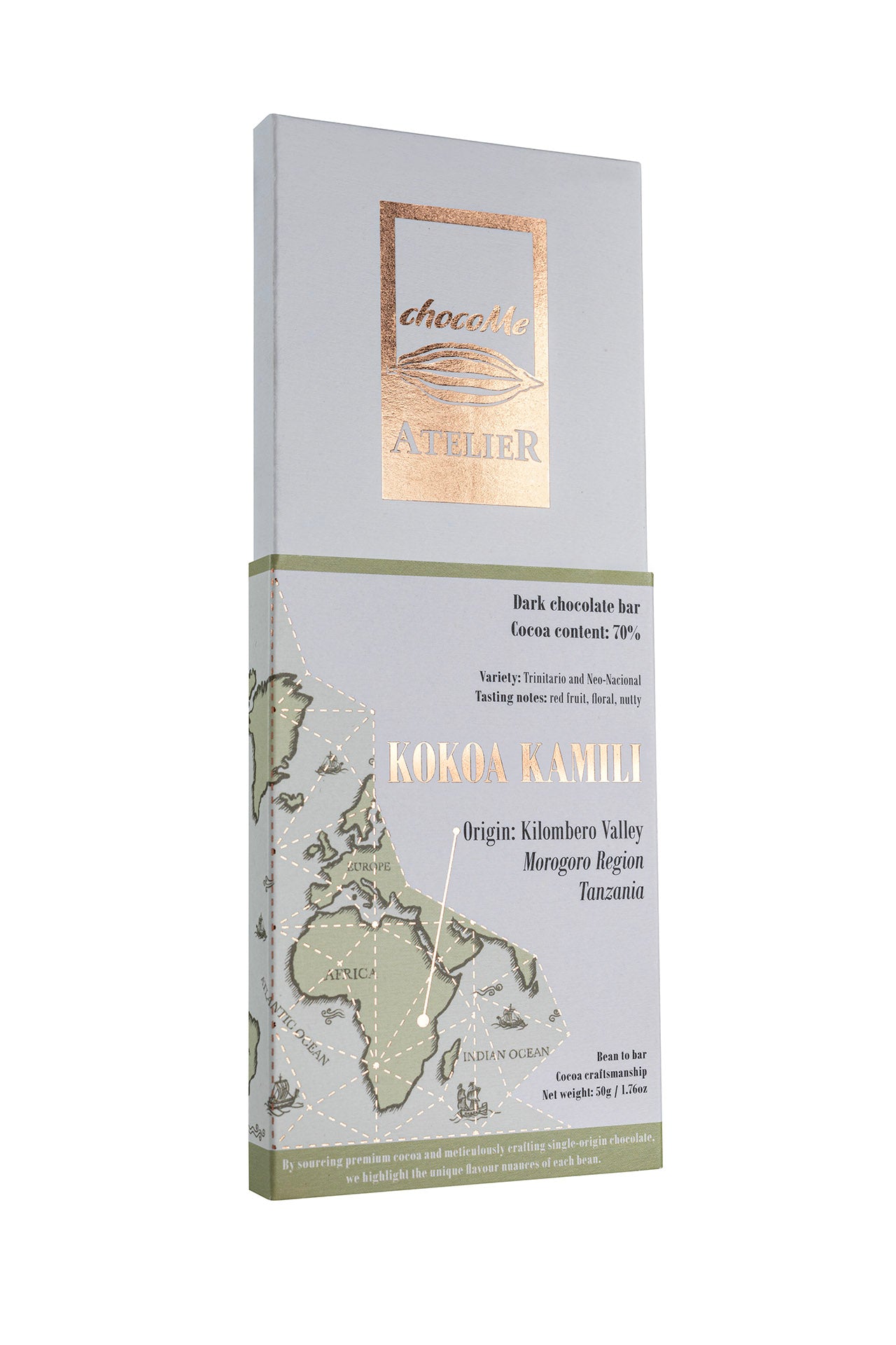 BB105 Chocolate negro 70% fabricado con granos de cacao Kamili. Variedad: Trinitario y Neo-nacional.