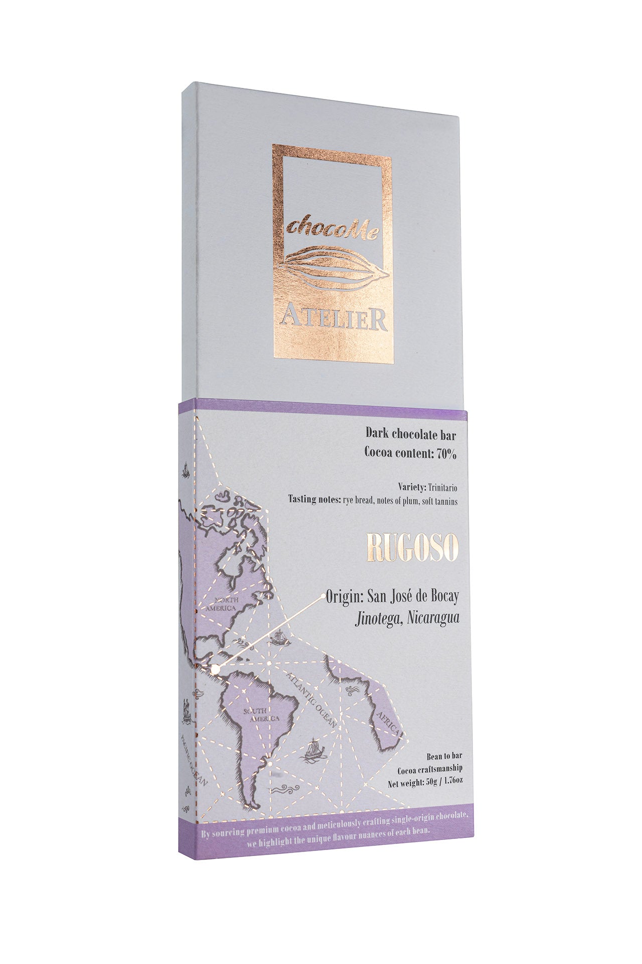 BB109 70% dark chocolate made with Rugoso cocoa beans. Variety: Trinitario.
