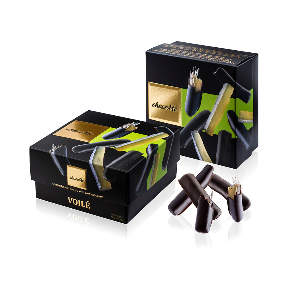 VL103 Jengibre confitado recubierto de chocolate negro (hecho con V66% de chocolate negro) 120g
