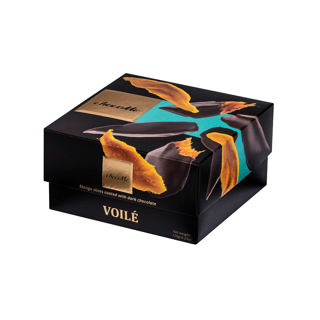 VL106 Rebanadas de mango recubiertas de chocolate negro V66% 120g