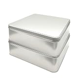 Aucomptoirdesboites - Juego de 2 cajas de galletas cuadradas (23 x 23 cm, hojalata para alimentos - Tapa campana - Uso alimentario - Almacenamiento de galletas, pasteles, frutas secas - Metal neutro