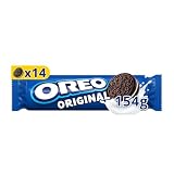 OREO Original galletas rellenas sabor vainilla, 14 galletas 154g | Una irresistible combinación de cacao y crema de vainilla, ideal para meriendas y disfrutar entre horas