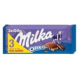 Milka Oreo, Tableta de Chocolate Leche y Oreo, Pack 3 Tabletas x 100g | Tableta Milka de chocolate con leche y trozos de galleta Oreo, para disfrutar en cualquier momento del día