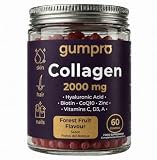 Gominolas Colágeno Hidrolizado 2000mg con Magnesio, Ácido Hialurónico, Vitamina C, Coenzima Q10, Zinc, Biotina y Vitaminas para Pelo, Piel y Huesos Fuertes, 60 Gummies - GUMPRO