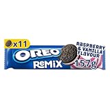 OREO Remix galletas rellenas sabor frambuesa y vainilla, 157g | Una irresistible combinación de cacao, vainilla y frambuesa, ideal para meriendas y disfrutar entre horas