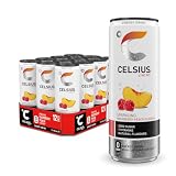 Celsius Bebida Energética Sin Azúcar, Sabor Frambuesa Melocotón, Energy Drink Funcional - Lata, Pack 12 x 355 ml