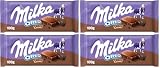 Milka Oreo Brownie Tableta de Chocolate con Leche de los Alpes con Trozos de Galleta Oreo con Textura de Bizcocho de Chocolate Brownie 100 g (Paquete de 4)