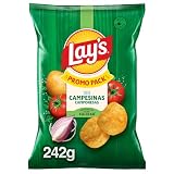 Lay's Campesinas, Patatas Fritas de cultivos sostenibles con sabores vegetales, Producto de Aperitivo, bolsa familiar, 242 g