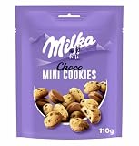 Milka Mini Cookies, Galletas Recubiertas de Chocolate con Leche, 110g | Galletas Milka con pepitas y chocolate con leche de los Alpes, para disfrutar en cualquier momento del día