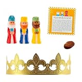 SET ROSCON - 1 CORONA ORO, 1 REY PORCELANA, 1 HABA Y 1 TARJETA