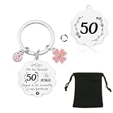 YJYJZX Regalo de Cumpleaños Ideal para Mujeres - Llavero de Acero Inoxidable,Regalo de Cumpleaños para Mujer, Edades 20 25 30 35 40 45 50 55 60 65 Años Original Llavero (50)