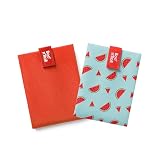 Roll’eat® | Pack de 2 Bolsas de Merienda y Porta Sandwich Reutilizables, para Bocadillos y Alimentos Ecológicos sin BPA, Rojo & Watermelon (Boc'n'Roll Active & Fruits)