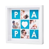 Made in Gift | Marco Personalizado con Fotos y Profundidad 21,5x21,5x4,5 cm | Incluye Foto y Texto | Collage de Fotos | Regalo Original para Aniversario, Pareja, Bodas o Cumpleaños (Mosaico Paoá)