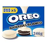 OREO Bañadas cobertura sabor chocolate blanco y sabor vainilla,6x246g | Una irresistible combinación de cacao, vainilla y chocolate blanco, ideal para meriendas y disfrutar entre horas