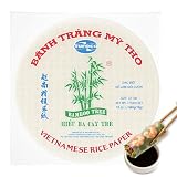 Papel de Arroz Comestible, Wafer Paper, Obleas de Arroz, Banh trang, Apto para Rollitos, Dumplings, Recetas Dulces, Saladas, para Freír, al Vapor, 340 Gramos, Sin gluten, Tamaño 22 cm