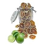 Limones verdes deshidratados/secos 100 g – sin aditivos – Comestibles – Fruta decorativa – Tarro de cierre mecánico – Ideal para cócteles, ginebra, pasteles, platos y decoración del hogar.
