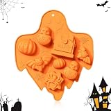 ACYDSR 1 Molde de silicona de Halloween para chocolate, fantasma, calavera, calabaza, murciélago, para repostería, cupcakes y decoración