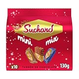 Suchard Mini Mix, Surtido de 10 Mini Turrones de Chocolate, 130g | Surtido de mini turrones Suchard con variedades clásico, almendras y Oreo para disfrutar de diferentes sabores en Navidad