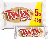 Twix White Barritas de Galleta Crujiente, Caramelo, Chocolate Blanco 5x46g | Barrita de galleta crujiente con caramelo cubierta de chocolate blanco -- multipack perfecto para compartir en la oficina