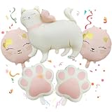 5PCS Globos de Aluminio Gato,Globo Decorativos para Gatos, globoGatos | globos decoración de Feliz Cumpleaños de gato,globo de Aluminio Gatos Decorativos para Cumpleaño, Fiestas, BabyShower, Bodas