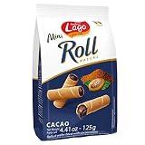 Gastone Lago Mini Roll 125 g, Cannoli di Wafer Rilleneni di Crema Cacao 66%