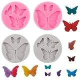 4uds Moldes de Silicona Mariposa, Molde Forma de Mariposa para Fondant Moldes de Chocolate y Caramelos para Manualidades de Bricolaje Decoración de Pasteles para Fiestas de Bodas