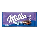 Milka Oreo Sándwich Tableta de Chocolate con Leche y Oreo, 92g | Tableta Milka de chocolate con leche, galleta Oreo y crema de vainilla, para disfrutar en cualquier momento del día