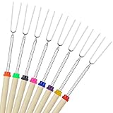 Lysport Barbacoa Marshmallow Roasting Stick Juego de 8 Telescoping Extendable Rotating Smores Pinchos y Hot Dog Fork 32 Pulgadas Niños Campfire Fire Pit Accesorios, 8 Piezas