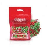 dekora – Sprinkles de Navidad 100g, confeti de azúcar comestible en blíster, decoraciones dulces en forma de estrellas, copos de nieve y árboles para postres, tartas, galletas y cupcakes