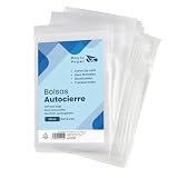 RAYLU PAPER - Bolsas Auto Cierre Zip, Pack de 100 Bolsas de Plástico Transparente Reutilizables, usos Múltiples, Hecho en Europa (8 x 12)