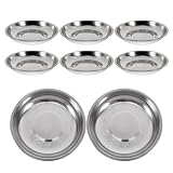 Veemoon Platos De Acero Inoxidable Juego De 6 Platos Redondos Bandeja De Almacenamiento Para Frutas Postres Y Comida Para Barbacoa Picnic Reunión Familiar Y Camping