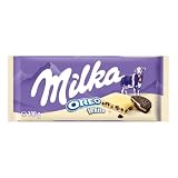 Milka Oreo Tableta de Chocolate Blanco con Trozos de Oreo, 100g | Tableta Milka de chocolate blanco con galleta Oreo y relleno de vainilla, para disfrutar en cualquier momento del día