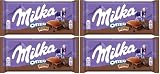 Milka Oreo Brownie Tableta de Chocolate con Leche de los Alpes con Trozos de Galleta Oreo con Textura de Bizcocho de Chocolate Brownie 100 g (Paquete de 4)