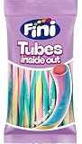 Fini Golosinas - Regaliz Tubes Inside Out 80 g | Regaliz de Fresa Cubierto de Nube de Colores