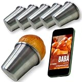 NAMAI - Juego de 6 Moldes Baba, 6 CM de Diámetro x 6 CM de Altura, Aluminio Antiadherente, Aptos Para Lavavajillas, Moldes Para Dreidora de Aire, Fabricados en Italia