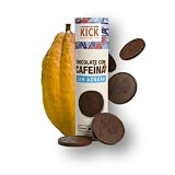 KICK Chocolate con Cafeína (65mg) - Monedas de Chocolate Sin Azúcar - Energía para Estudiar, Trabajar y Entrenar - Formato Tubo On-the-Go - Tubo con 16 monedas