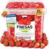 Detox Organica Fresas Liofilizadas sin Azucar en Rodajas 400g – 100% Fresas | Fruta Crujiente para Snack, Yogur, Muesli, Postres – Vegano, Sin Aditivos