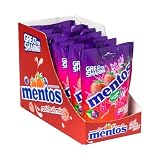 MENTOS Mix Frutos Rojos, Caramelos Masticables con Zumo de Frutas, Pack 7 uds
