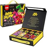 Amos Música Piruletas Chuches, 4 Unidades-(Melocotón & Fresa & Mora & Limón) Audio Canto Piruleta Caramelos, Únicas Piruletas Sin Azucar Lollipop Regalo