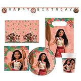 Procos - Set de fiesta Moana de varias piezas para cumpleaños infantiles o fiestas temáticas, decoración de mesa