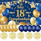 Pancarta Cumpleaños 18 2008-2026 +15 Globos Banderola de Feliz 18 Años | Decoración para Cumpleaños 18 Hombre Mujer Photocall 18 Cumpleaños Happy Bithday Adornos Kit para Cumpleaños 180 x 110 cm