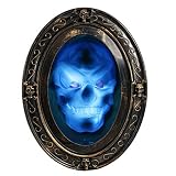TRIXES Espejo Halloween Negro Dorado Sensor | Espejo parlante espeluznante con imagen encantada, ideal para Halloween, casas y decoraciones terroríficas