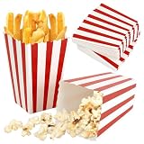 AIOUHMYM 50 Bolsas de Palomitas de Maíz | Envases de papel rayados rojo blanco para snacks, fiestas de cumpleaños y empaque de regalos