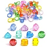 NLR FUN Anillos de plástico acrílico, varias formas surtidas de colores, para fiestas | Juguete de carnaval | Bolsa de chuches | Cumpleaños para niñas/niños, Acrílico