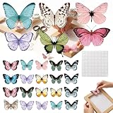 36 Piezas Mariposas Decorativas Pared de PVC, Mariposas Decorativas Grandes y Pequeñas para Jardín, Porche y Hogar, Pegatinas de Mariposas de Colores con Puntos Adhesivos para Decoración 3D