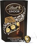Lindt bombones LINDOR CORNET chocolate negro al 70% de cacao, delicioso bombón con interior de chocolate cremoso, 200 g, aproximadamente 16 bombones