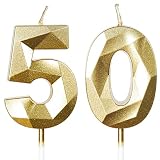 Velas de cumpleaños 50 años, vela número 50, doradas, para tarta y bodas, decoraciones de pastel para fiestas de cumpleaños